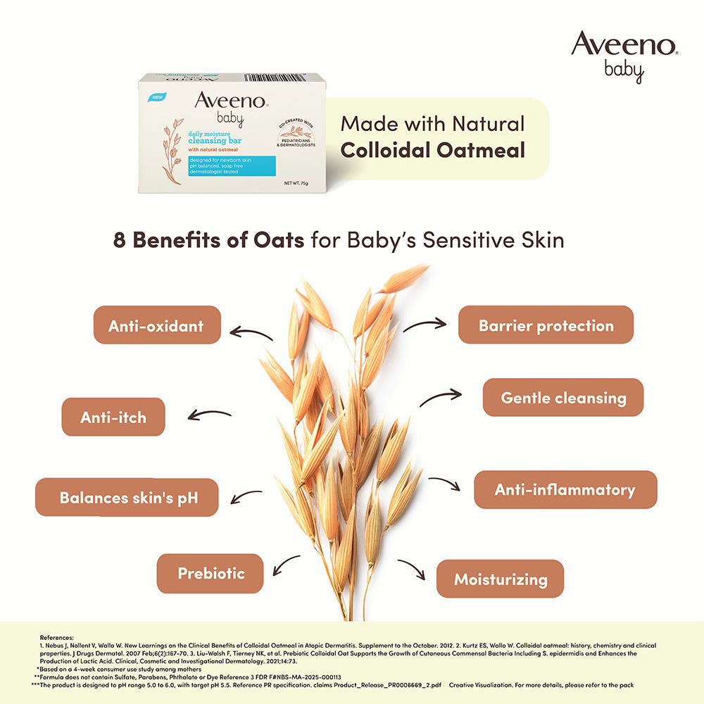Aveeno Baby DM Cleansing Bar, 75g