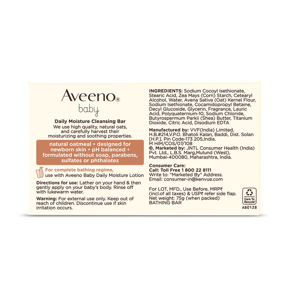 Aveeno Baby DM Cleansing Bar, 75g