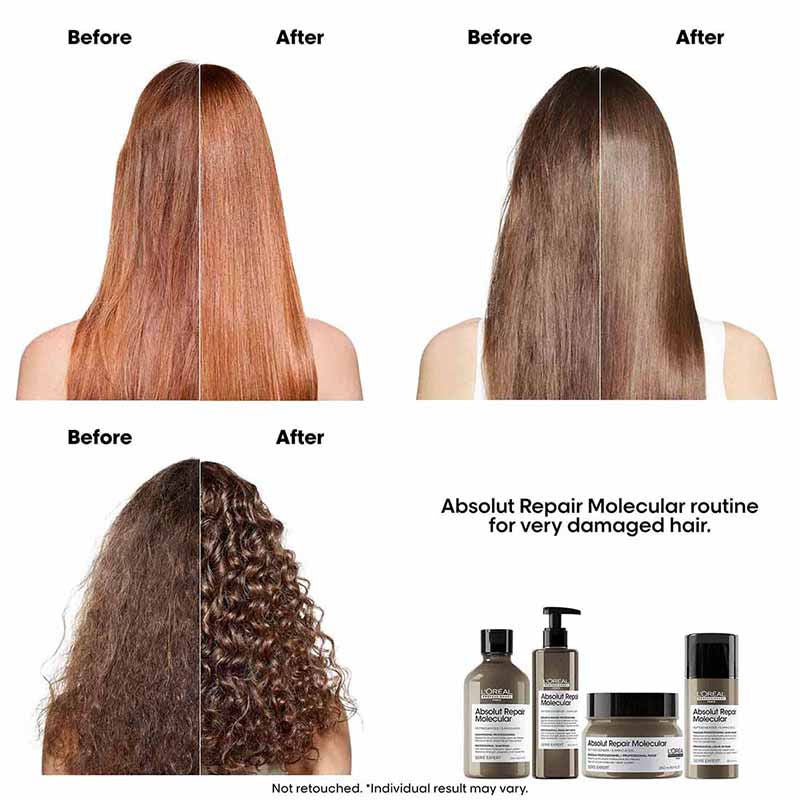 L'Oreal Professionnel Absolut Repair Molecular Shampoo, Rinse-Off Serum & Leave-In Cream Combo7272