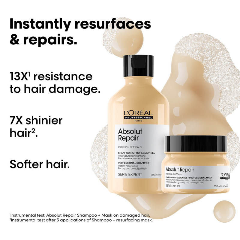 L'Oreal Professionnel Absolut Repair Shampoo, 1.5L | Hair Mask, 490ml Combo For Damaged Hair