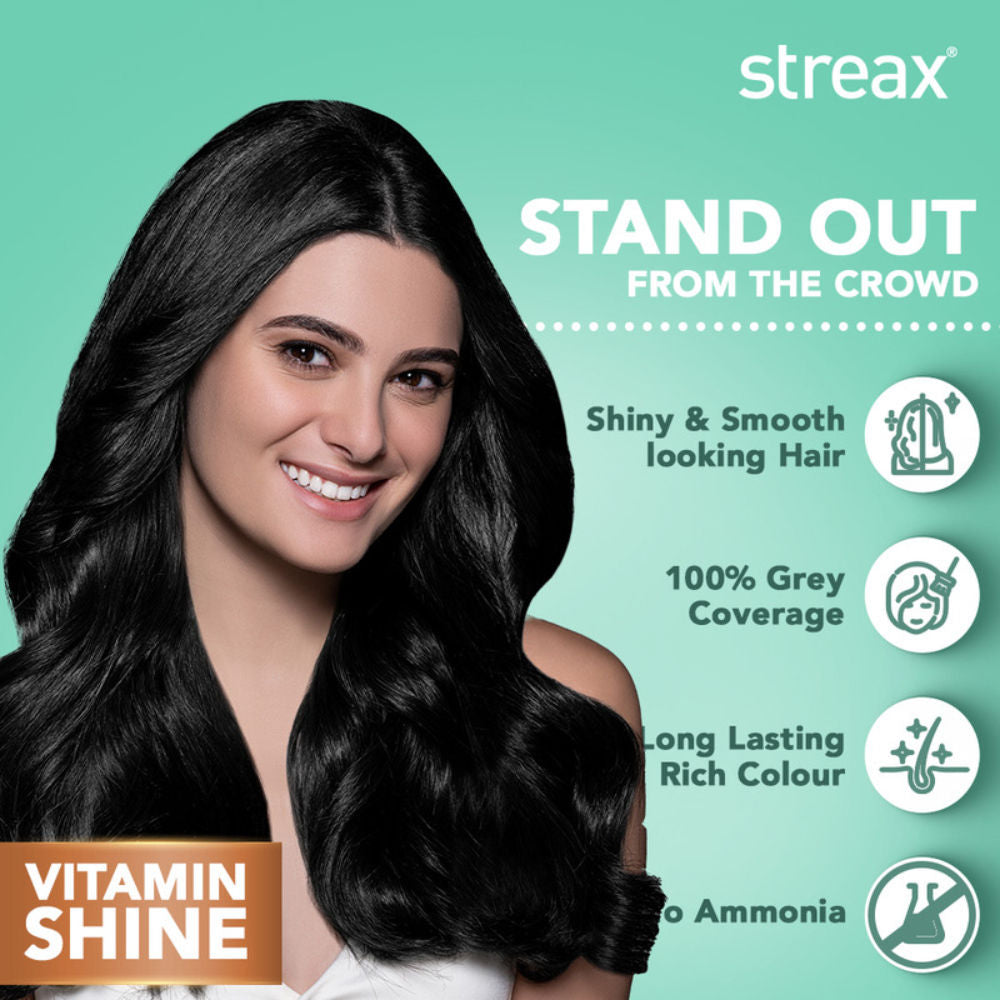 Streax Cream Hair Colour - Natural Black 1 (Pack of 2), 2 pieces Buy at Indicrest Image 5