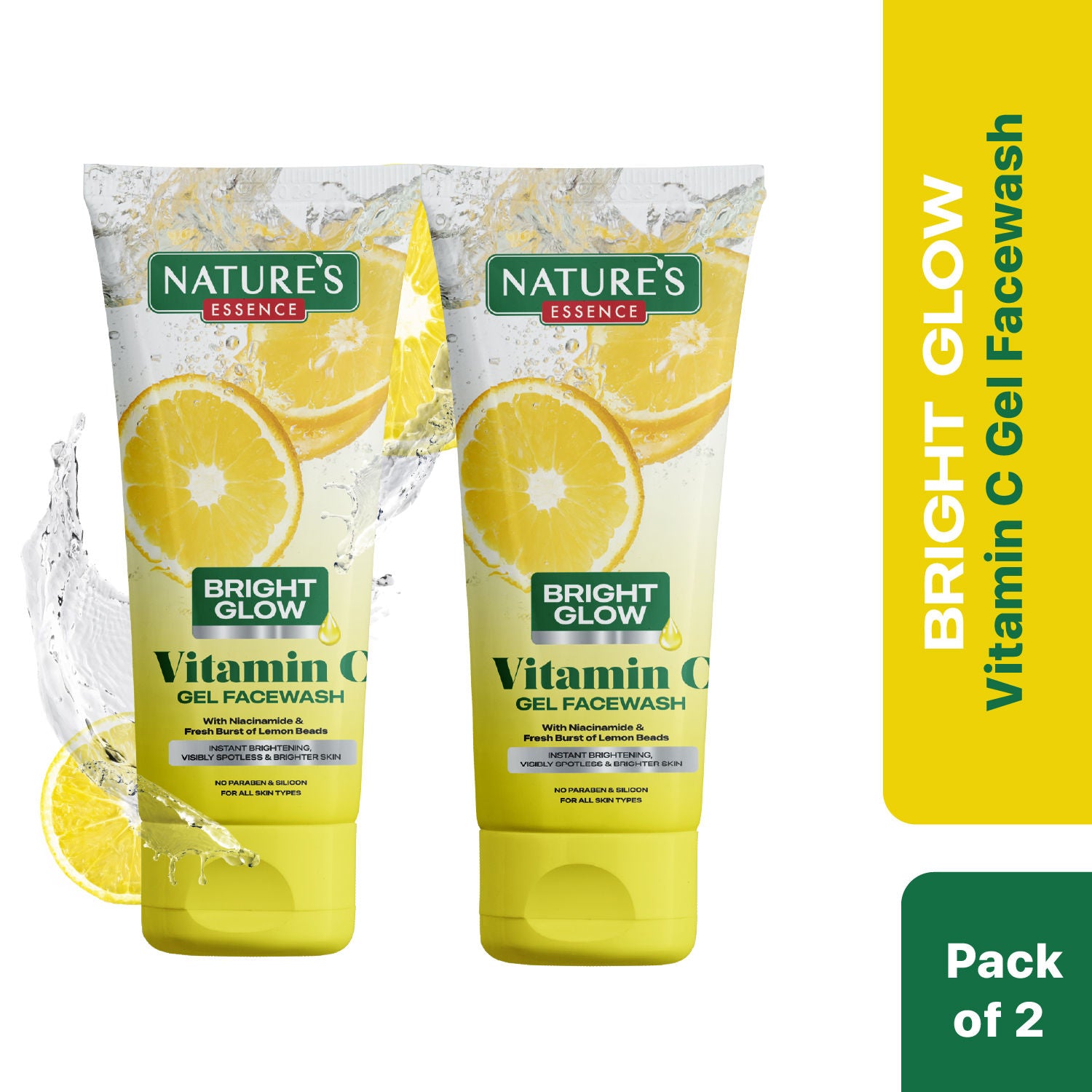 Nature's Essence Bright Glow Vitamin C Gel Face Wash (Pack of 2), 100g Buy at Indicrest