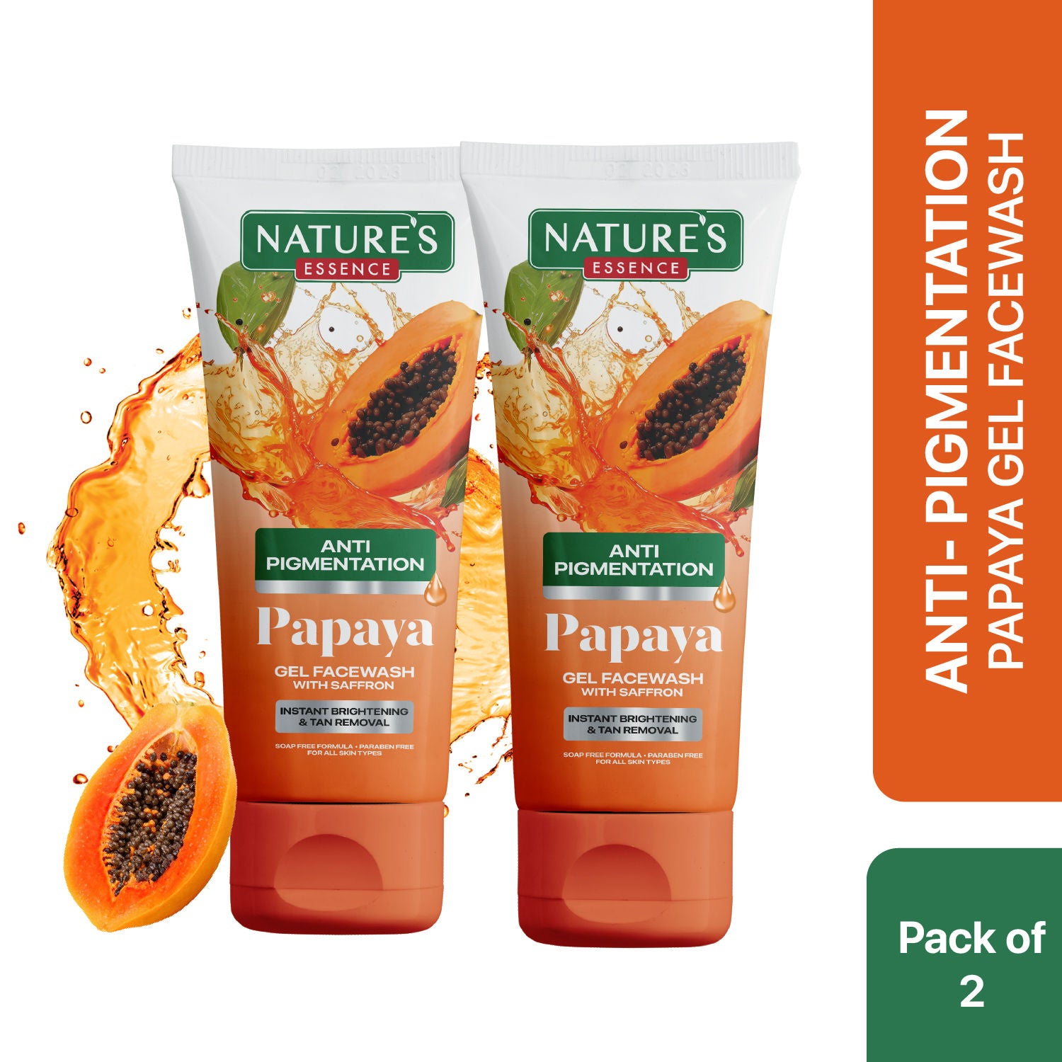Nature's Essence Anti Pigmentation Papaya Gel Face Wash (Pack of 2), 100g Buy at Indicrest