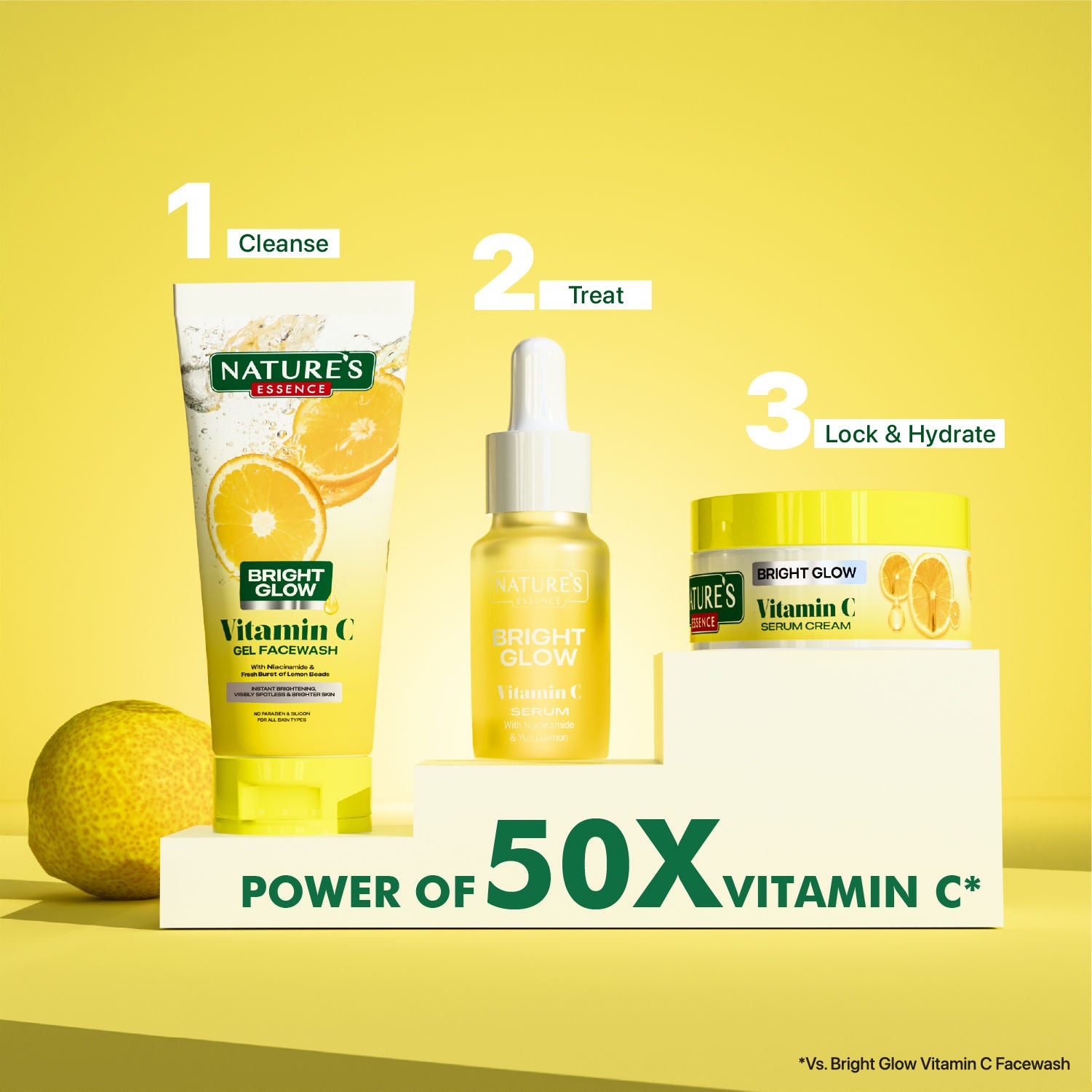 Nature's Essence Vitamin C Bright Glow Skincare Kit Combo, 3 pieces Buy at Indicrest Image 2