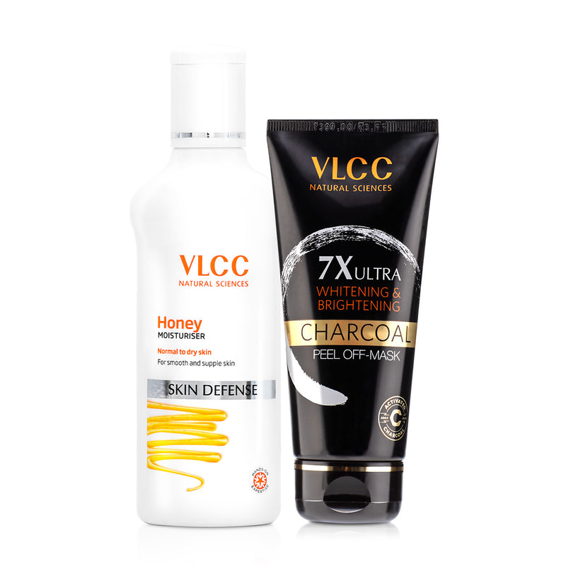 VLCC Honey Moisturiser and 7X Ultra Whitening and Brightening Charcoal Peel Off Mask Combo - Buy from Indicrest