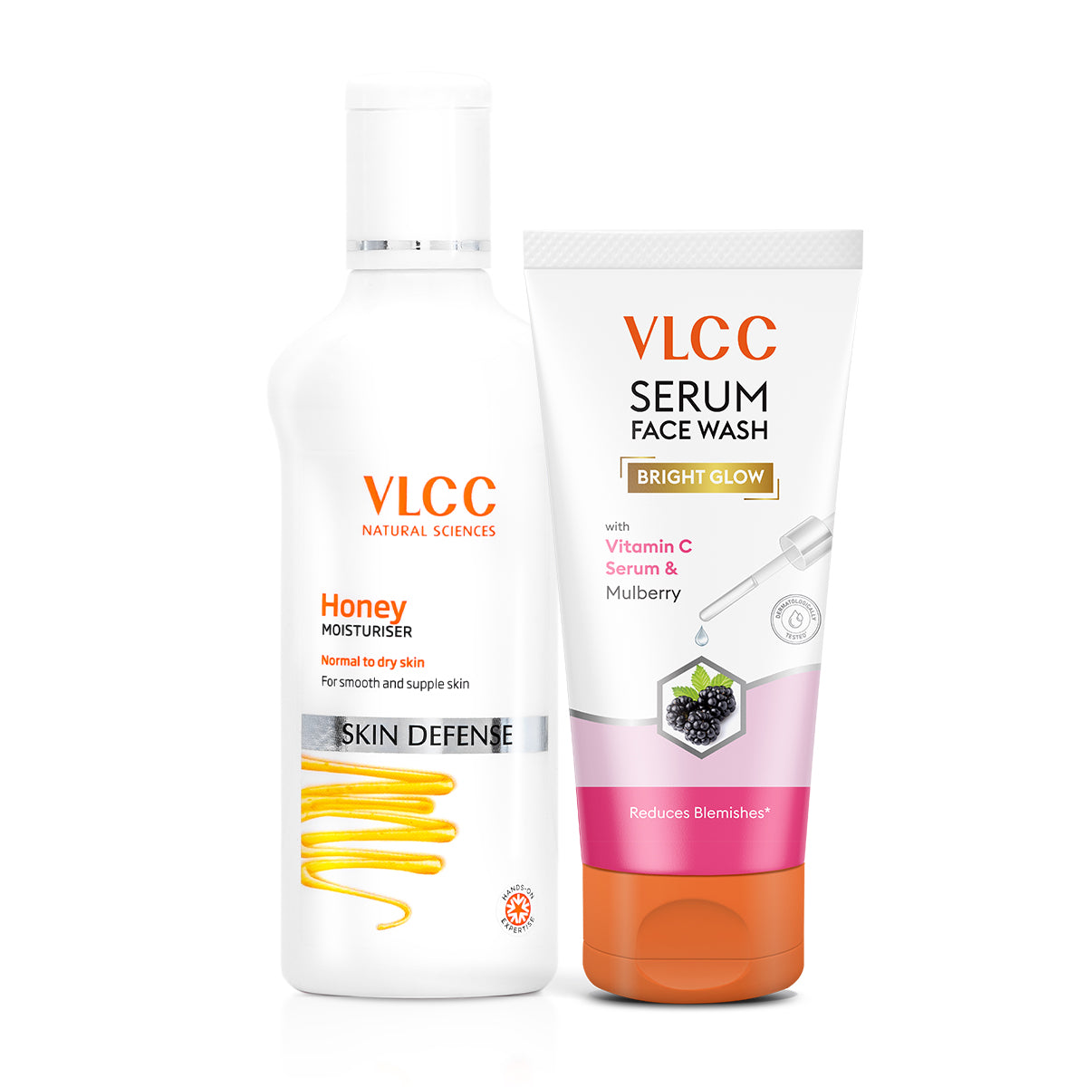 VLCC Honey Moisturiser and Bright Glow Serum Facewash with Vitamin C Serum and Mulberry Combo - Buy from Indicrest