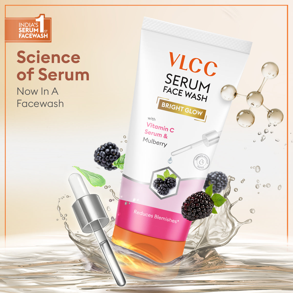 VLCC Honey Moisturiser and Bright Glow Serum Facewash with Vitamin C Serum and Mulberry Combo - Image 5 - Buy from Indicrest