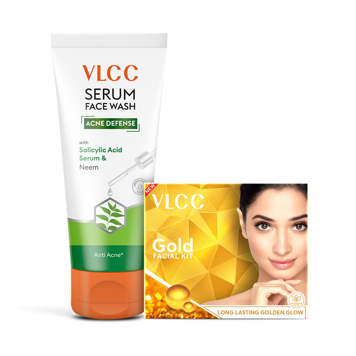 VLCC Gold Facial Kit and Acne Defense Serum Facewash Salicylic Acid Serum and Neem Facewash - Buy from Indicrest