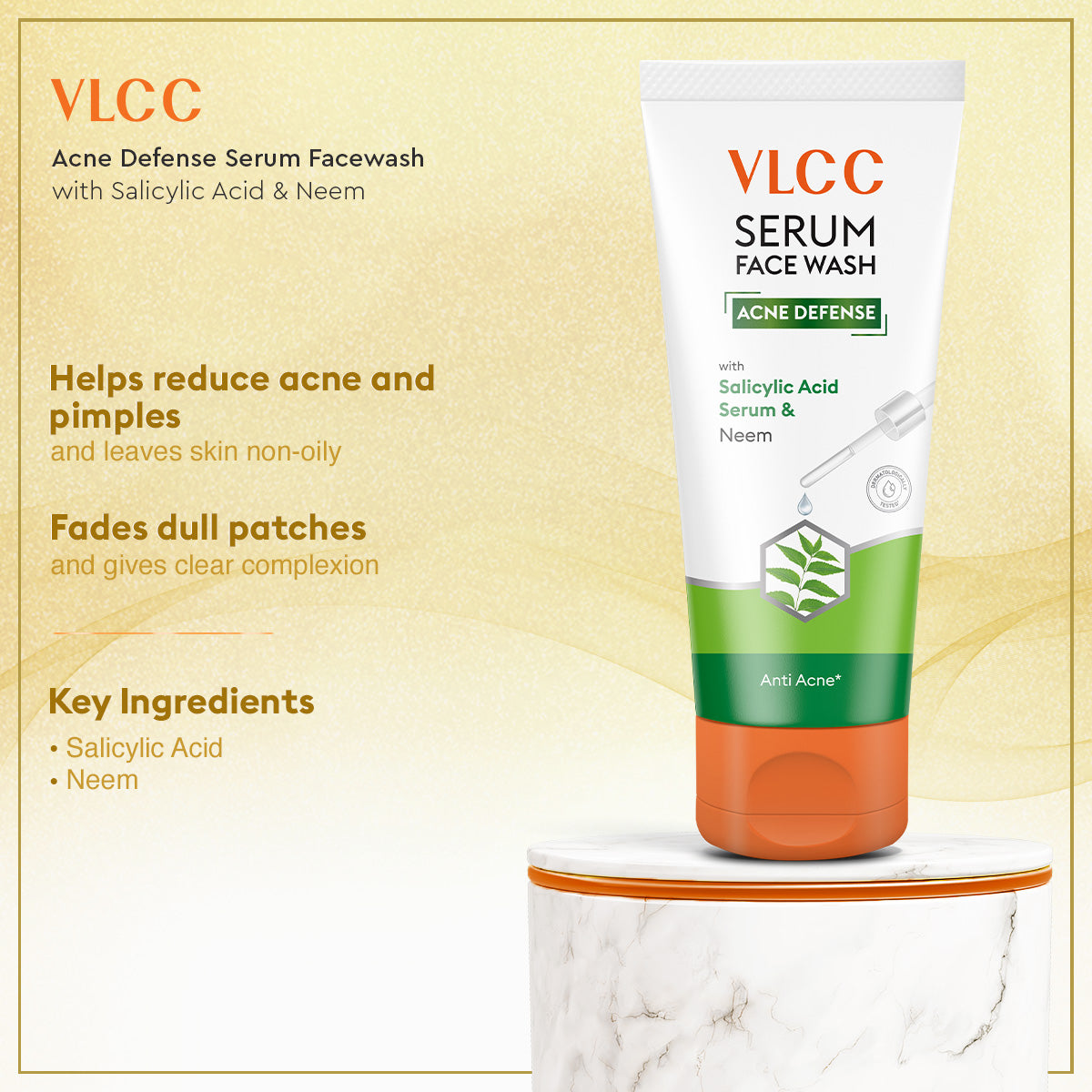 VLCC Gold Facial Kit and Acne Defense Serum Facewash Salicylic Acid Serum and Neem Facewash - Image 3 - Buy from Indicrest