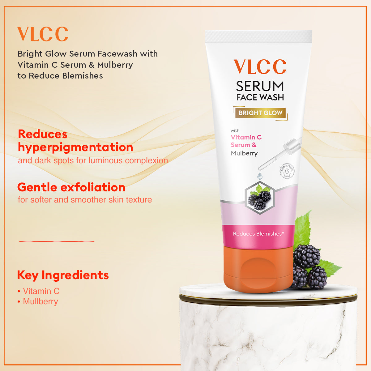VLCC Vitamin C Day Cream SPF 30 and Bright Glow Serum Facewash with Vitamin C Serum and Mulberry Combo - Image 3 - Buy from Indicrest