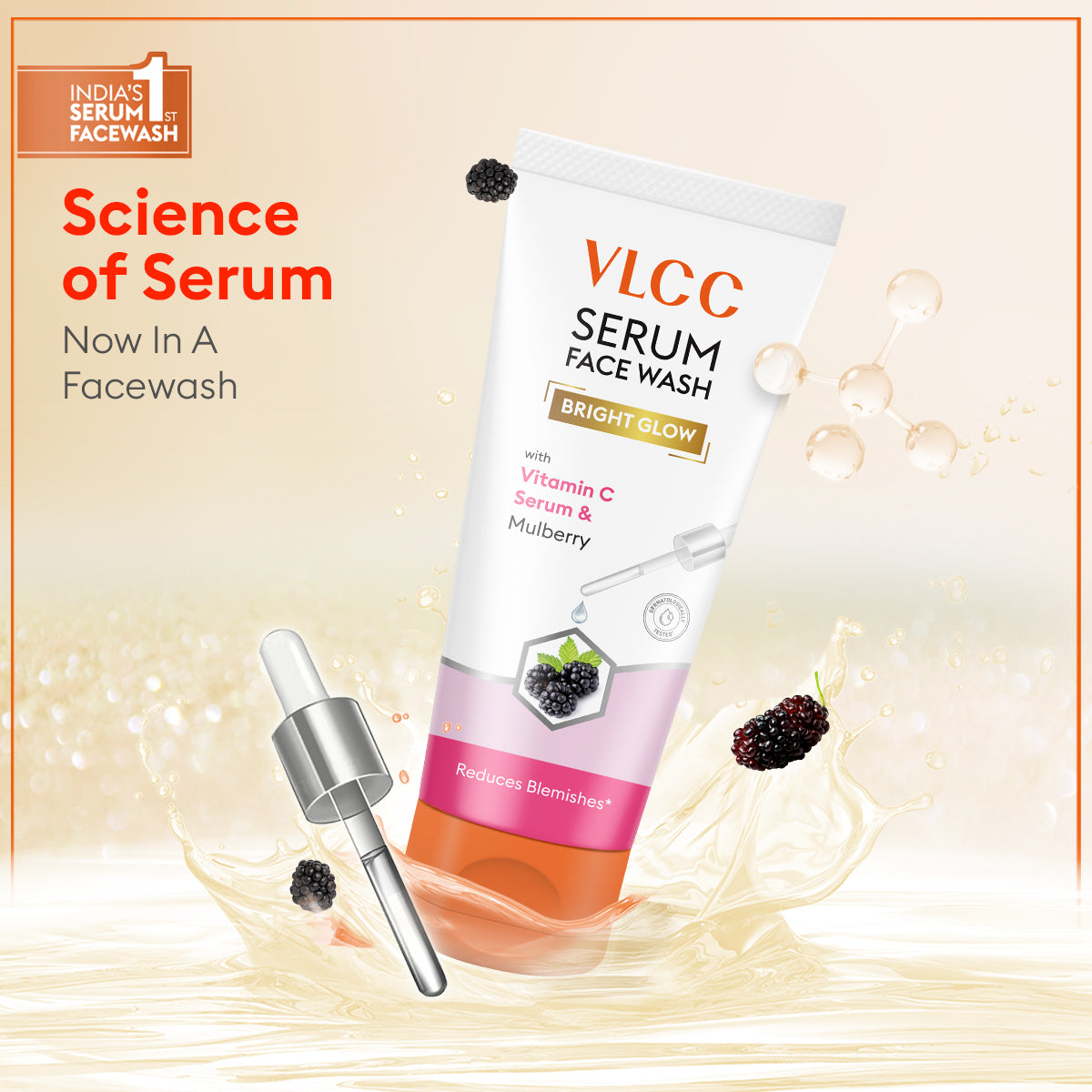 VLCC Vitamin C Day Cream SPF 30 and Bright Glow Serum Facewash with Vitamin C Serum and Mulberry Combo - Image 5 - Buy from Indicrest