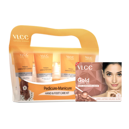 VLCC Gold Facial kit for Sensitive Skin and Pedicure Manicure Kit Combo - Buy from Indicrest