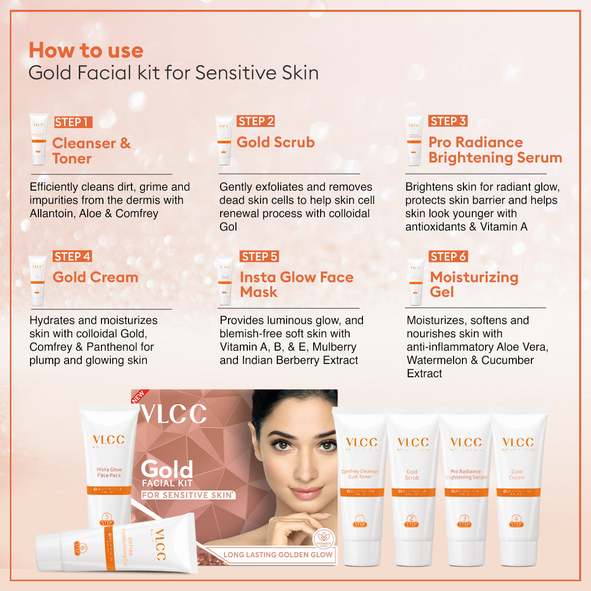 VLCC Gold Facial kit for Sensitive Skin and Pedicure Manicure Kit Combo - Image 4 - Buy from Indicrest