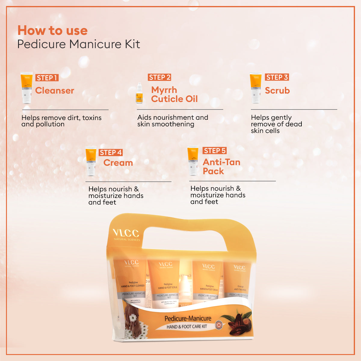 VLCC Gold Facial kit for Sensitive Skin and Pedicure Manicure Kit Combo - Image 5 - Buy from Indicrest