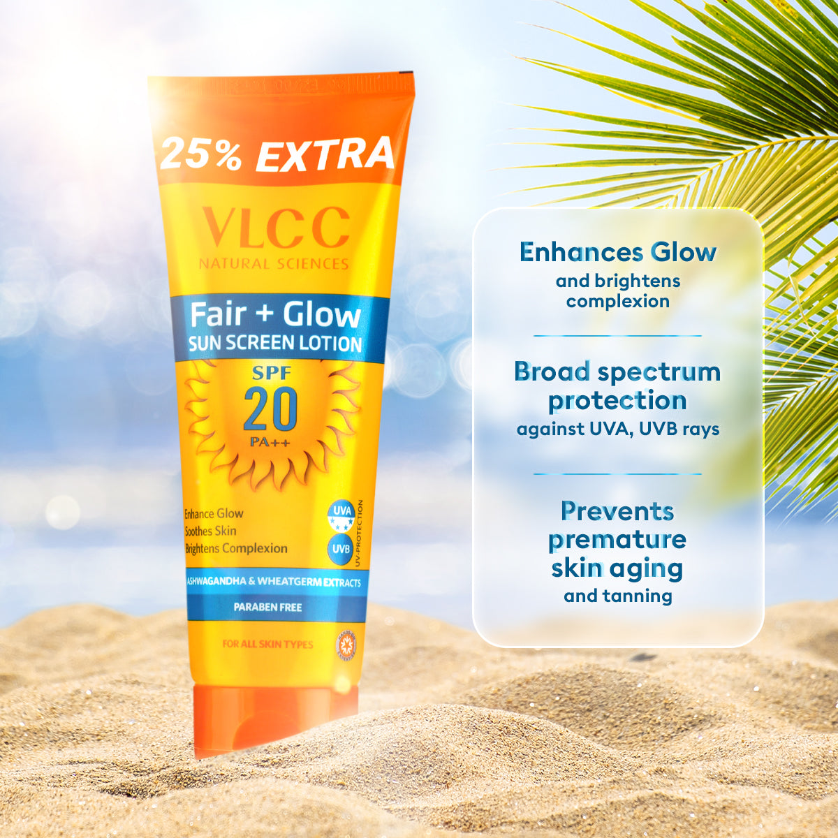 VLCC Fair+ Glow Sunscreen Lotion SPF 20 PA ++ -100 g with 25 g Extra - Image 4 - Buy from Indicrest