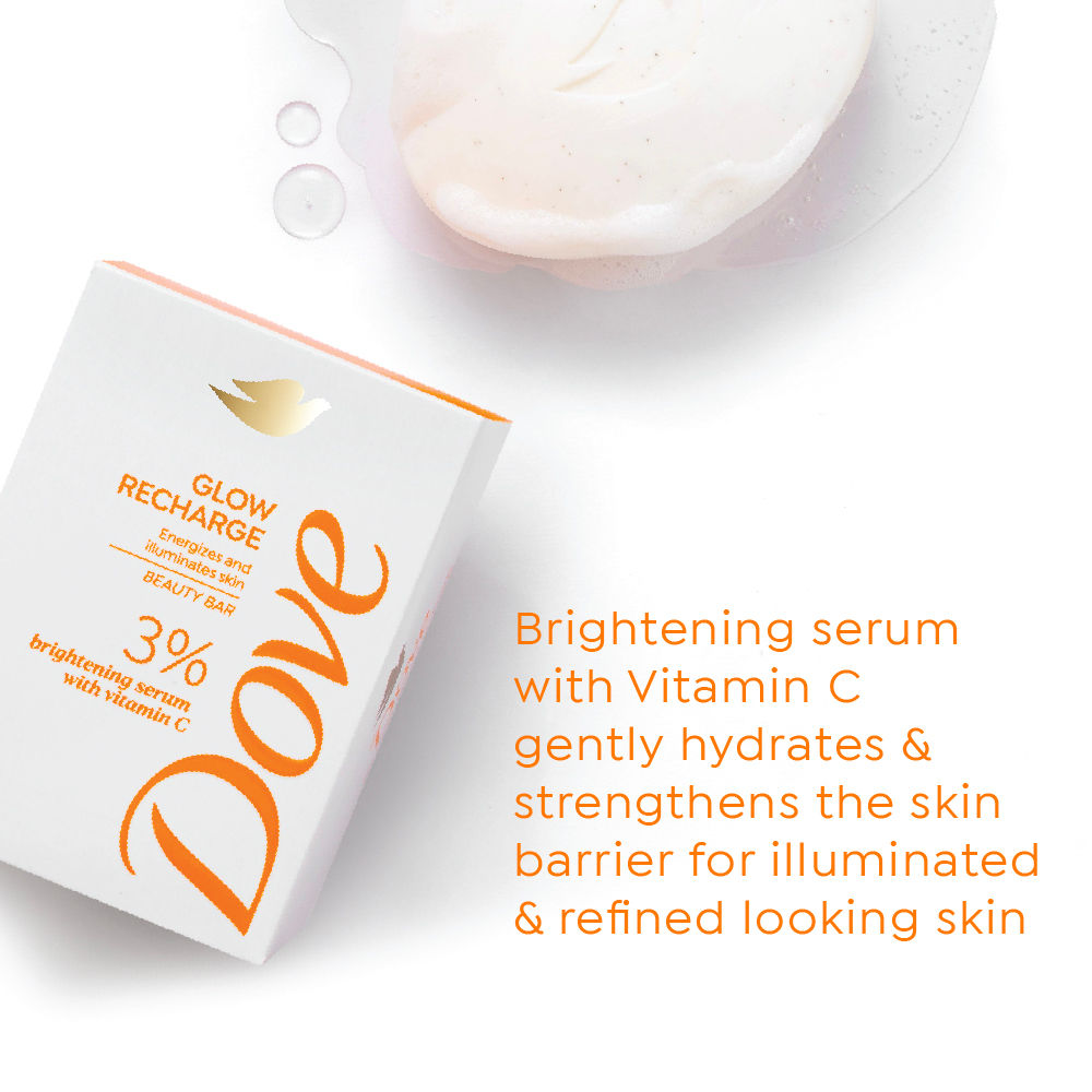 Dove Glow Recharge Serum Beauty Bar with 3% Brightening Serum + Vitamin C (125gx3), 375g Buy at Indicrest Image 4