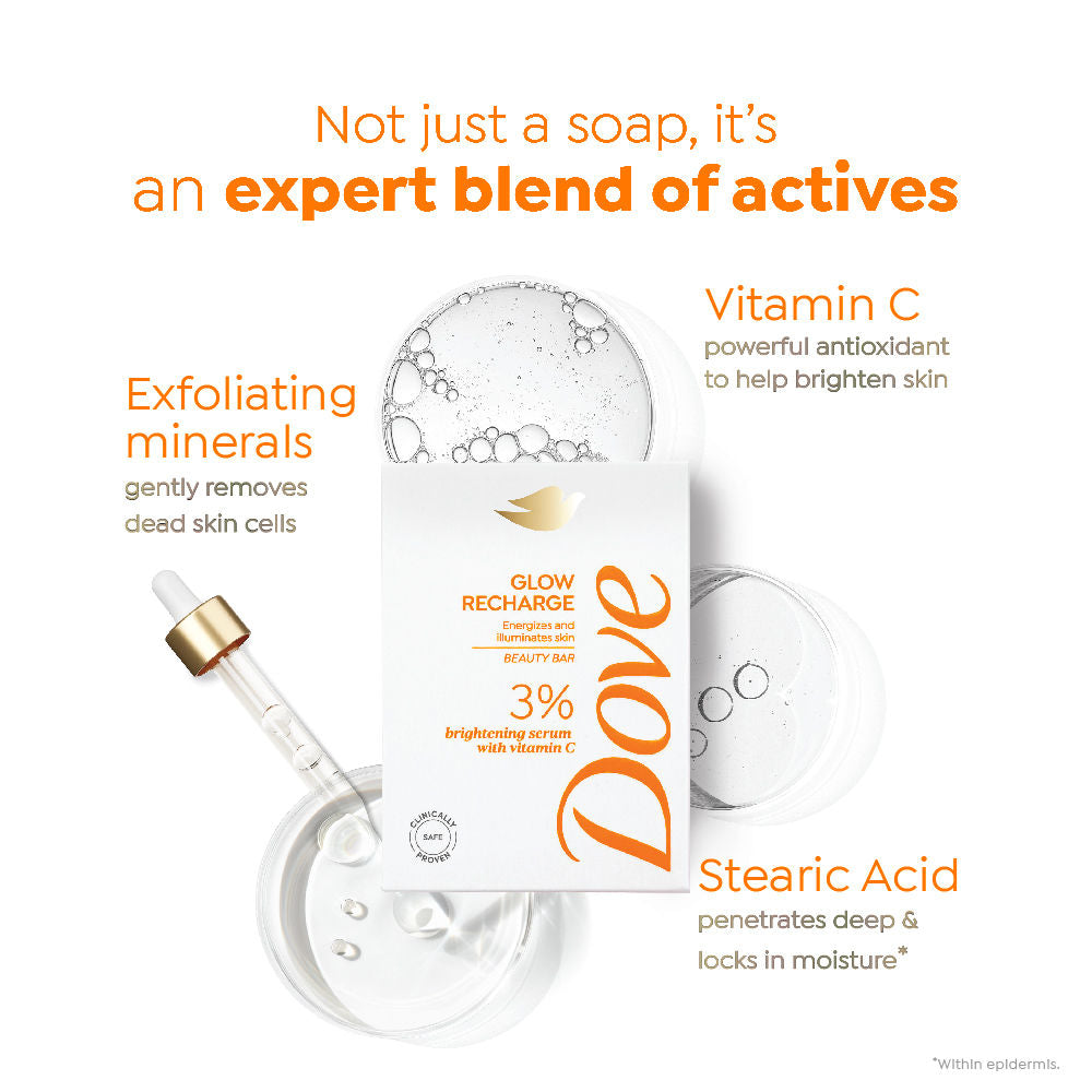 Dove Glow Recharge Serum Beauty Bar with 3% Brightening Serum + Vitamin C (125gx3), 375g Buy at Indicrest Image 5