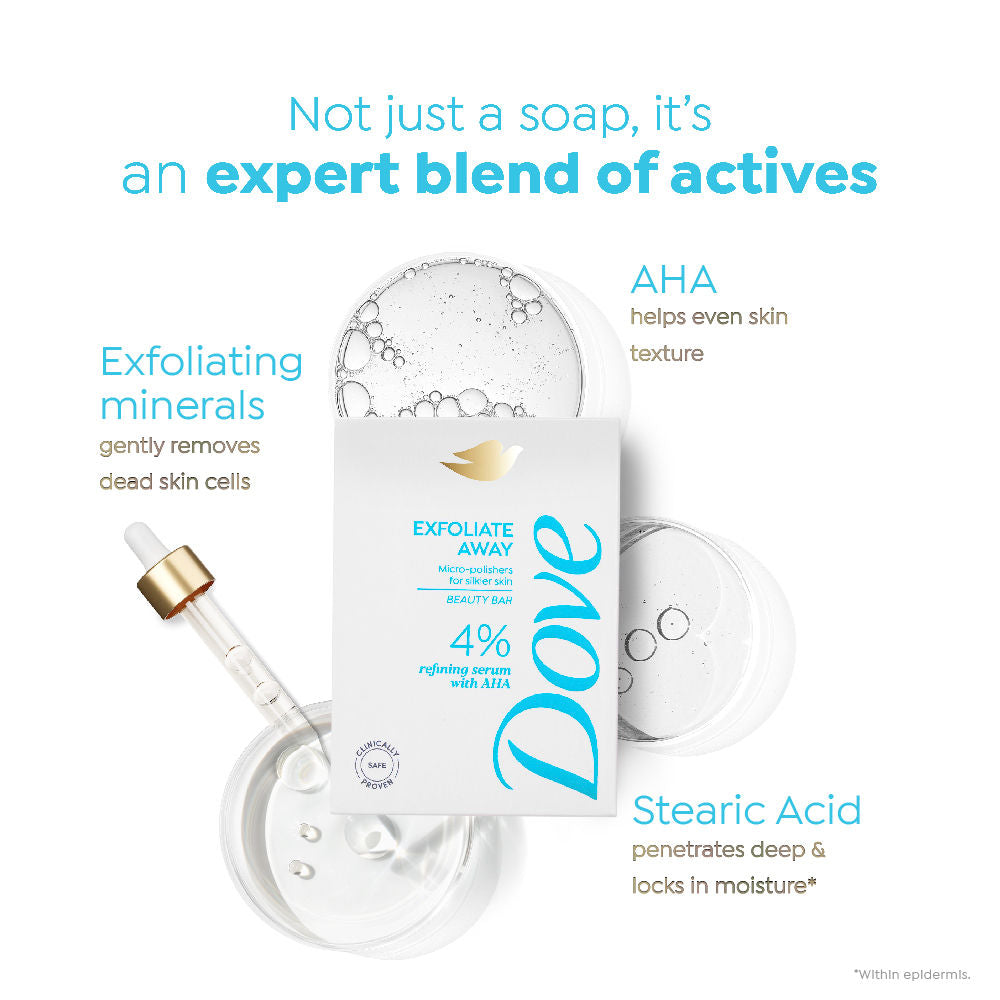 Dove Exfoliate Away Serum Beauty Bar with 4% Refining Serum + AHA (125g x 3), 375g Buy at Indicrest Image 5