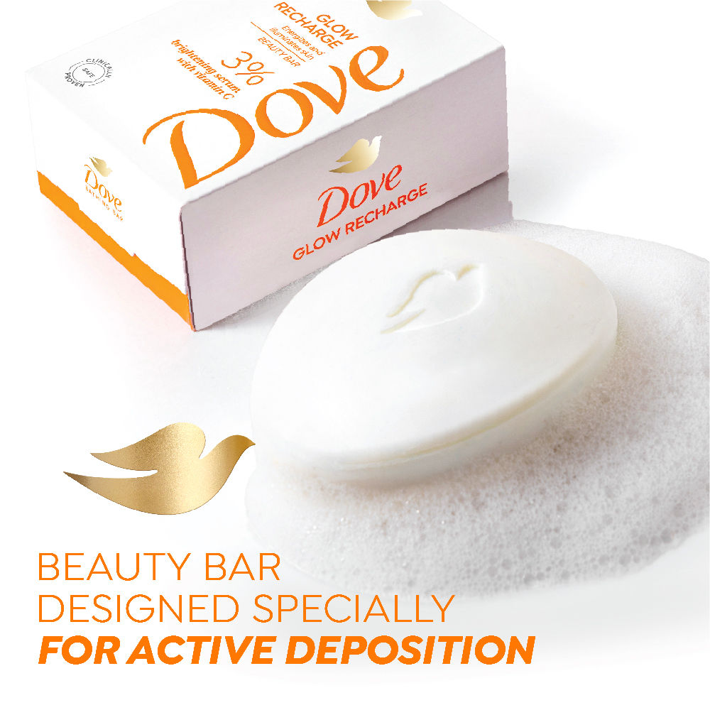 Dove Diva Glow Recharge 3% Brightening Serum With Vitamin C Bath Soap, 125g Buy at Indicrest Image 6