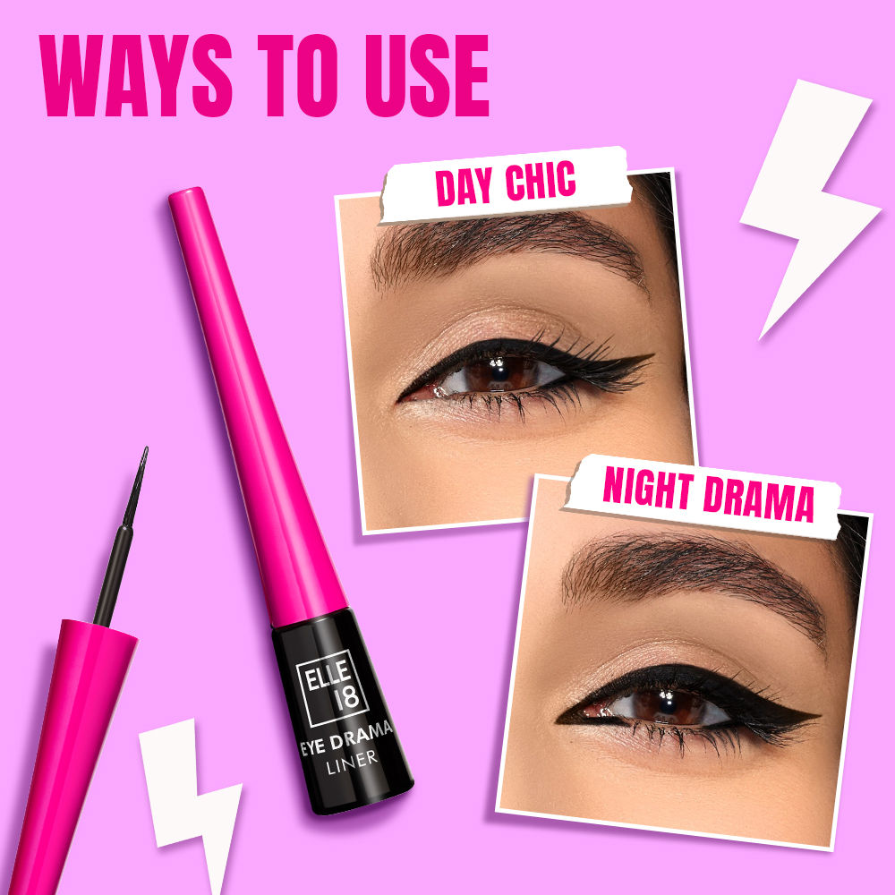 Elle 18 Eye Drama Liner, Matte Finish, Long Lasting, Water Resistant - Black, 3.5ml Buy at Indicrest Image 7