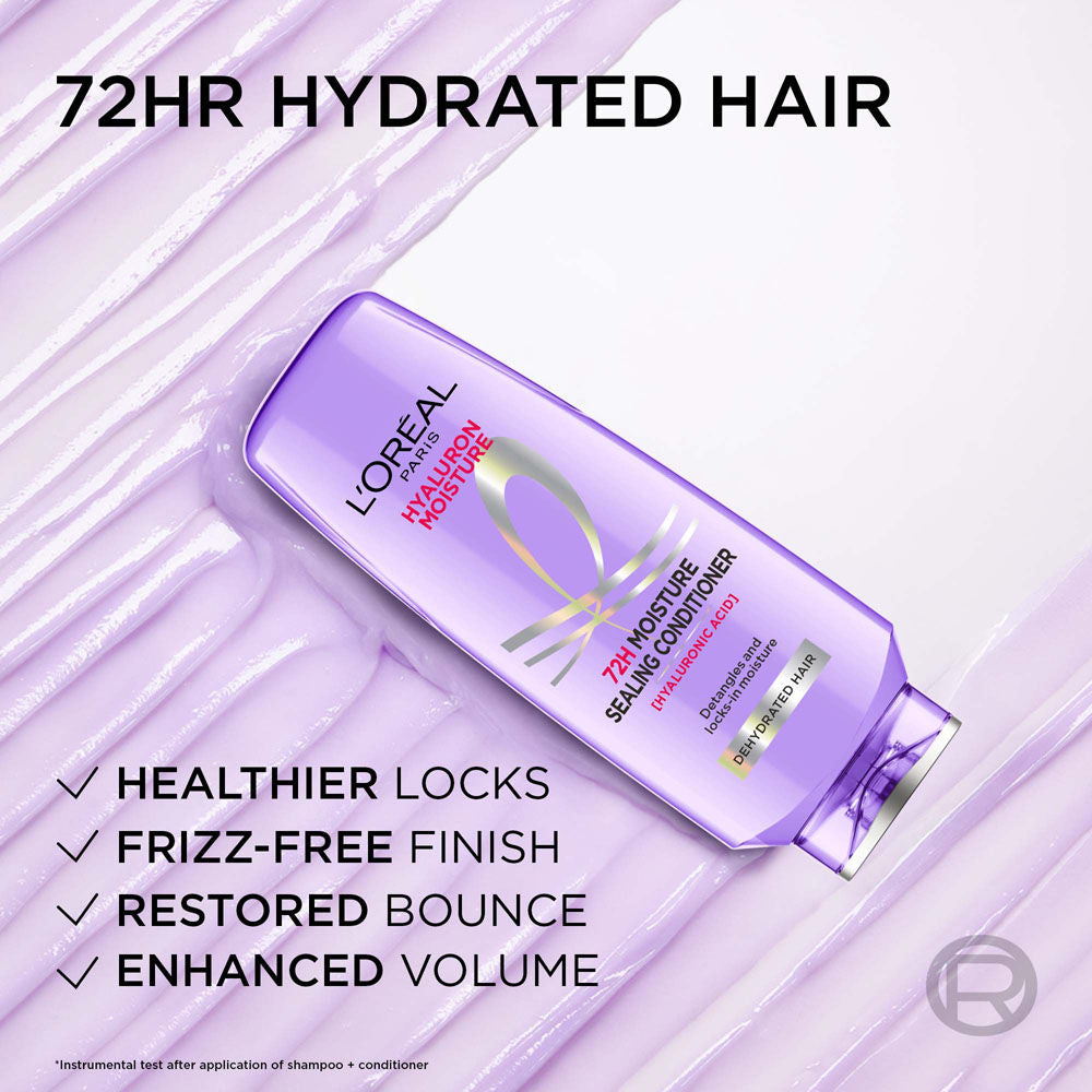 L'Oreal Paris Hyaluron Moisture Anti-frizz Conditioner With Hyaluronic Acid for 72 HR Hydrated Hair, 340ml Buy at Indicrest Image 6