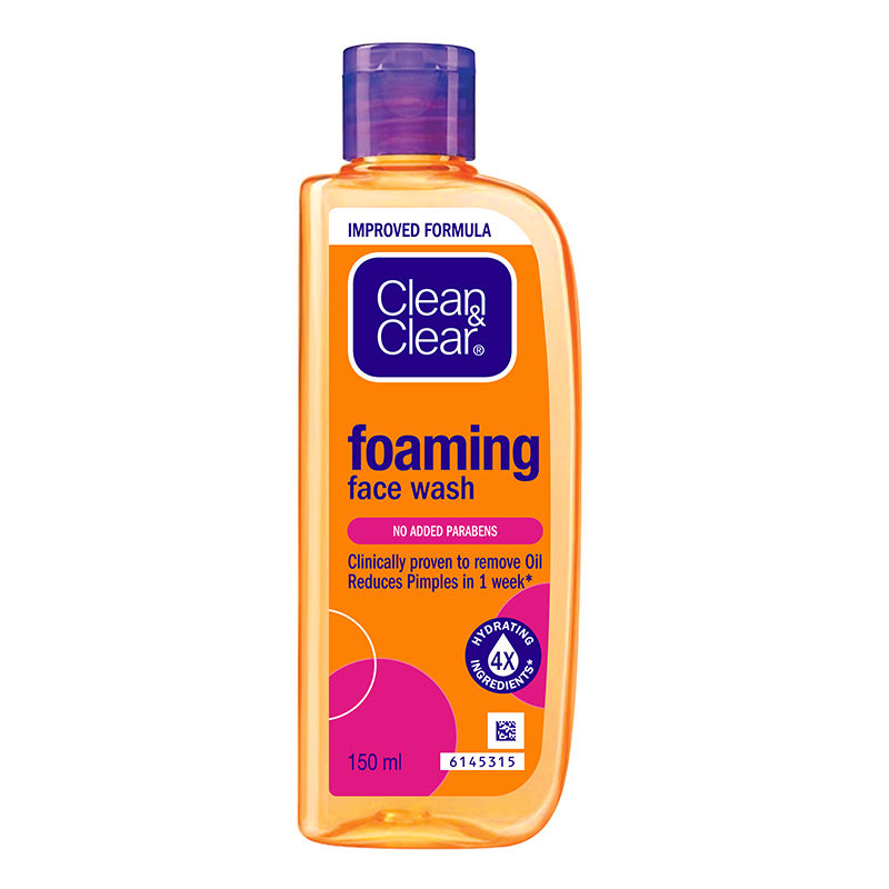 Clean & Clear Foaming Face Wash - Hydrating Cleanser for Oily Skin & Reduces Acne In 7 Days, 150ml