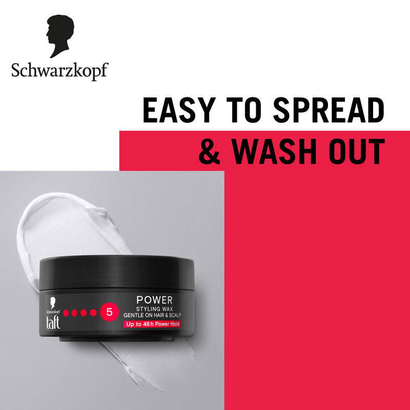 Schwarzkopf TAFT Power Hair Wax For Luminous Shine And Glossy Hair, Hold 5 Lasts 48 Hours, 75ml Buy at Indicrest Image 3