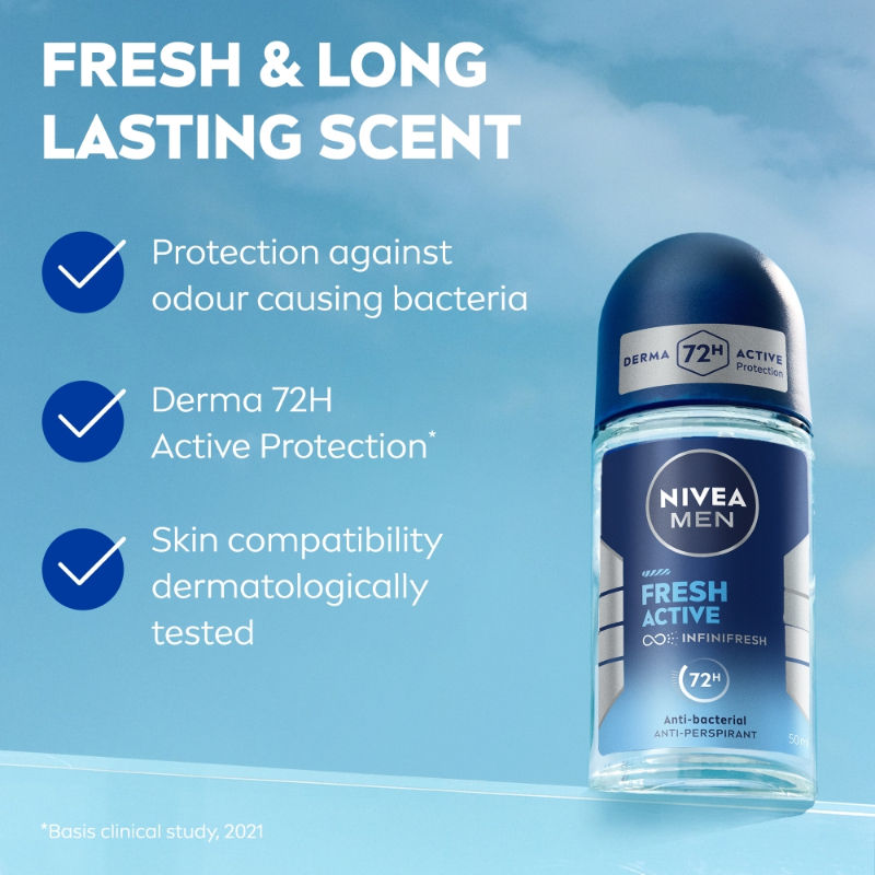 Nivea MEN Fresh Active 72h Deodorant Roll On For Men, 25ml Buy at Indicrest Image 5