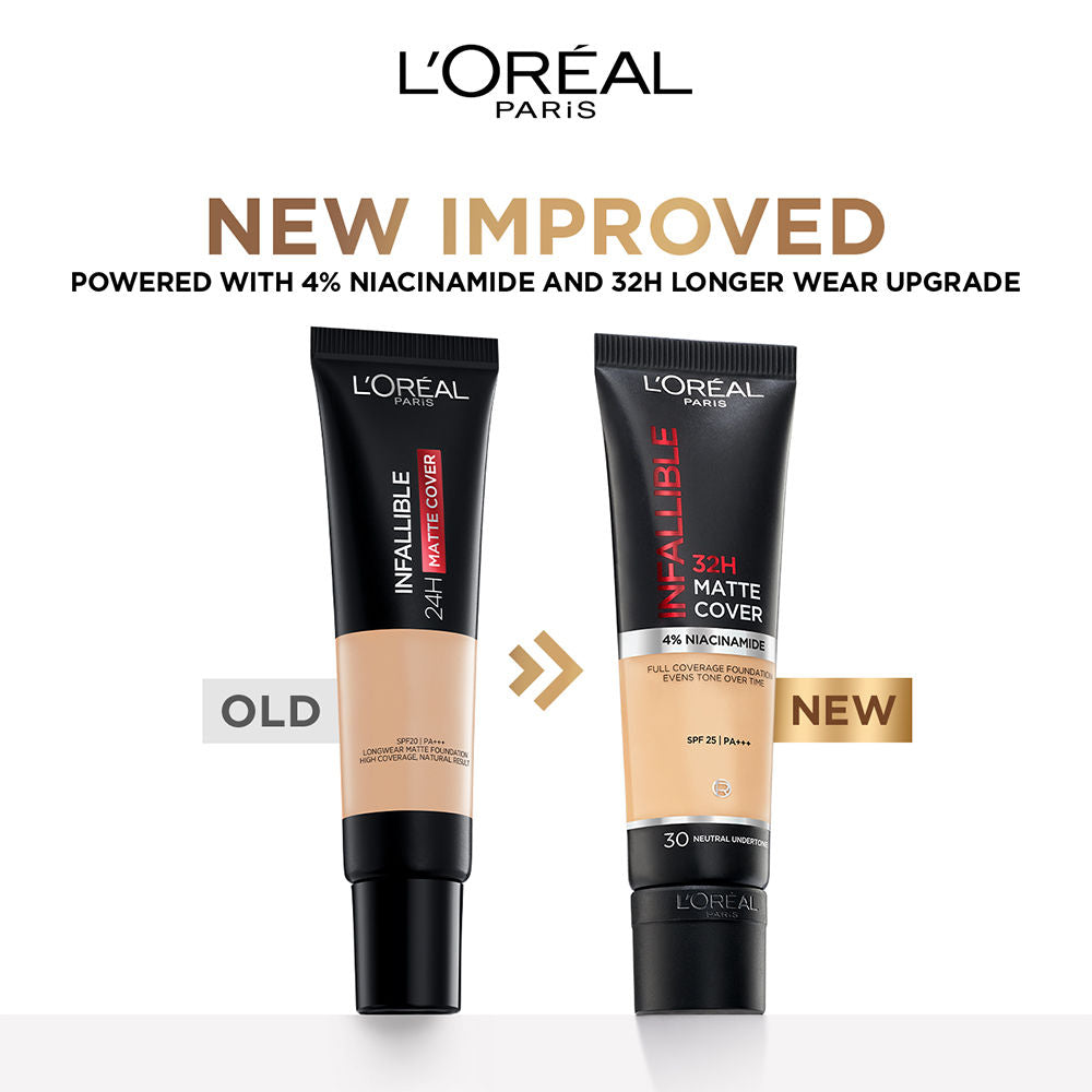L'Oreal Paris Infallible 32H Matte Cover Liquid Foundation - 30 Neutral Undertone, 30ml Buy at Indicrest Image 2