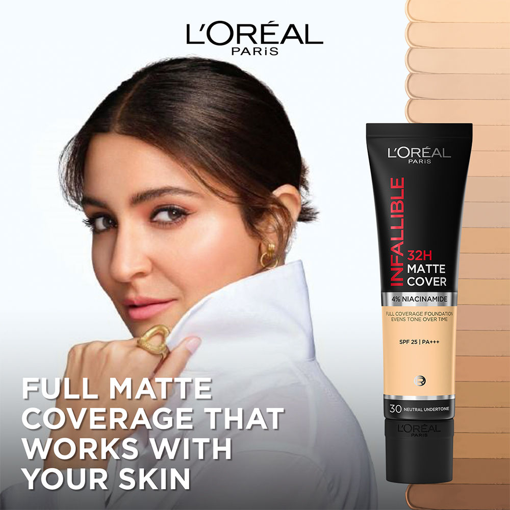 L'Oreal Paris Infallible 32H Matte Cover Liquid Foundation - 30 Neutral Undertone, 30ml Buy at Indicrest Image 3