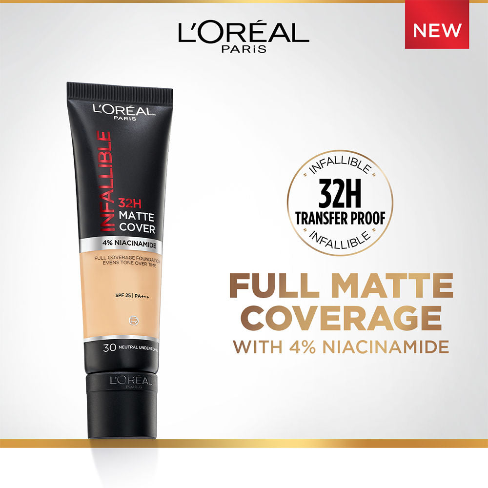 L'Oreal Paris Infallible 32H Matte Cover Liquid Foundation - 30 Neutral Undertone, 30ml Buy at Indicrest Image 8
