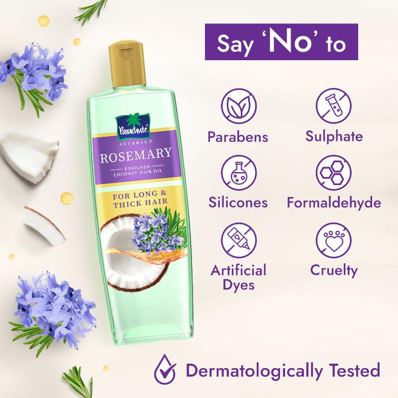 Parachute Advansed Rosemary Enriched Coconut Oil For Upto 2X Thicker Hair, 300ml Buy at Indicrest Image 6