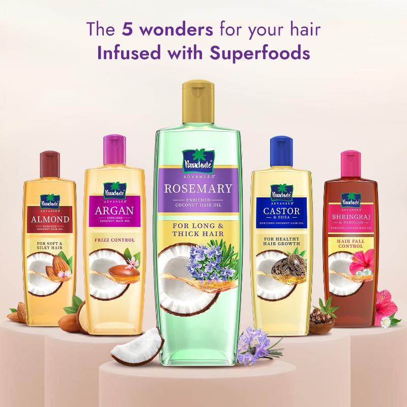 Parachute Advansed Rosemary Enriched Coconut Oil For Upto 2X Thicker Hair, 300ml Buy at Indicrest Image 7