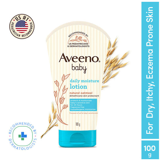 Aveeno Baby Daily Moisture LotionOatmeal Face & Body Moisturizer for Dry, Itchy & Sensitive Skin, 100g