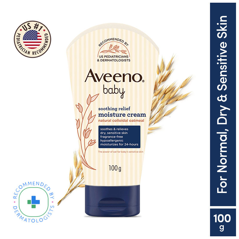 Aveeno Baby Soothing Relief Face & Body Moisture Cream - Oatmeal For Dry, Sensitive & Gentle Skin, 100g