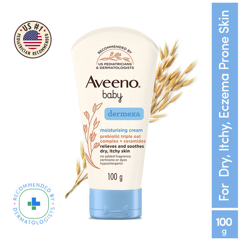 Aveeno Baby Dermexa Moisturising Cream - Prebiotic Oat + Ceramides For Dry, Itchy, Eczema prone skin, 100g