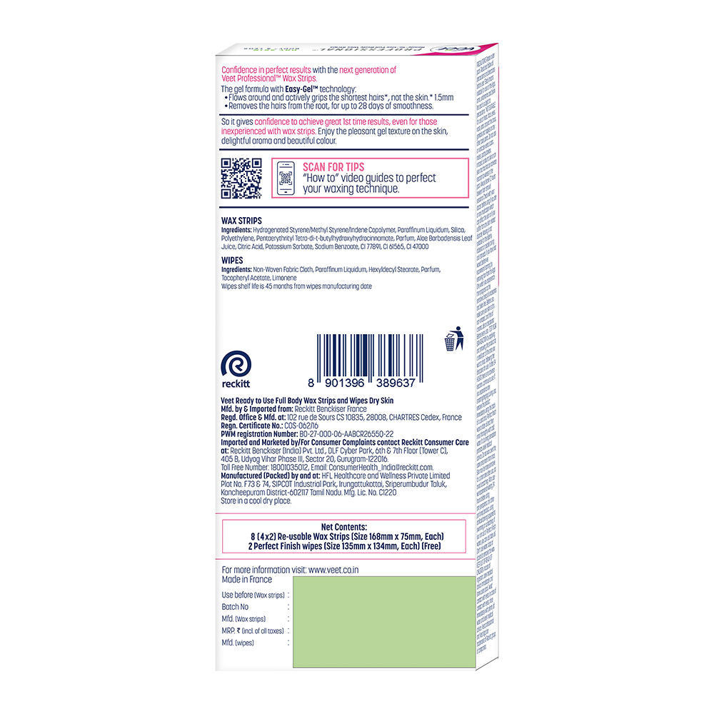 Veet Professional Waxing Strips Kit For Dry Skin, 8 pieces Buy at Indicrest Image 3