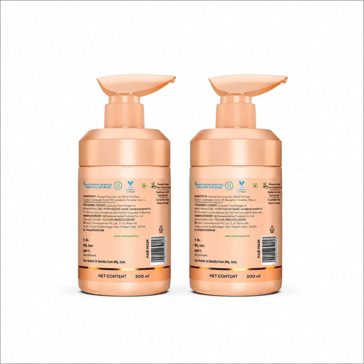 Mamaearth Flaxseed Damage Repair Hair Mask with 5% Flaxseed, 1% Hyaluronic Acid, Ceramides for Softness & Shine, Pack of 2 X 300ml - Image 8 - Buy from Indicrest