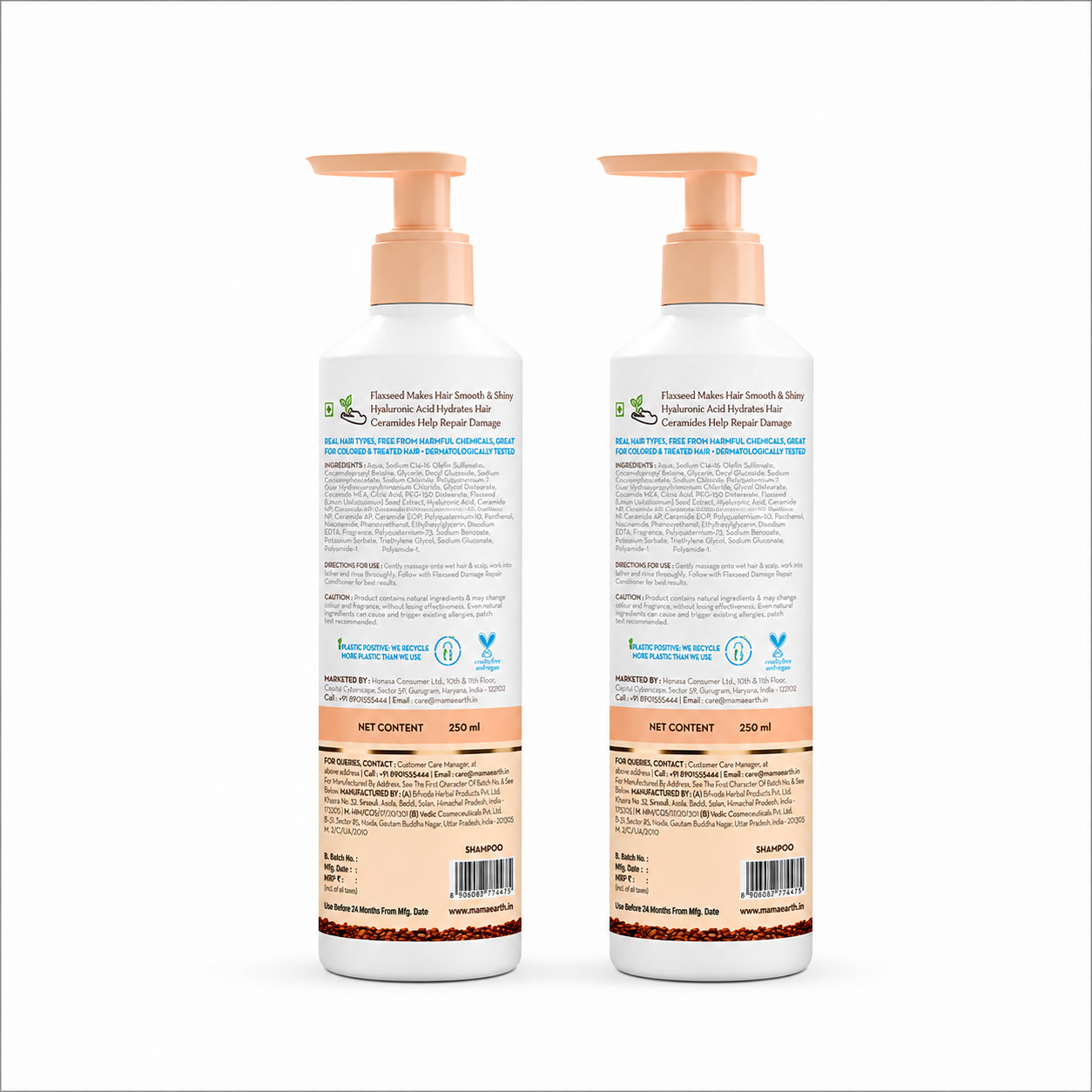 Mamaearth Flaxseed Damage Repair Shampoo with 2% Flaxseed & 1% Hyaluronic Acid for Volume & Shine -250 ml (Pack of 2) - Image 8 - Buy from Indicrest