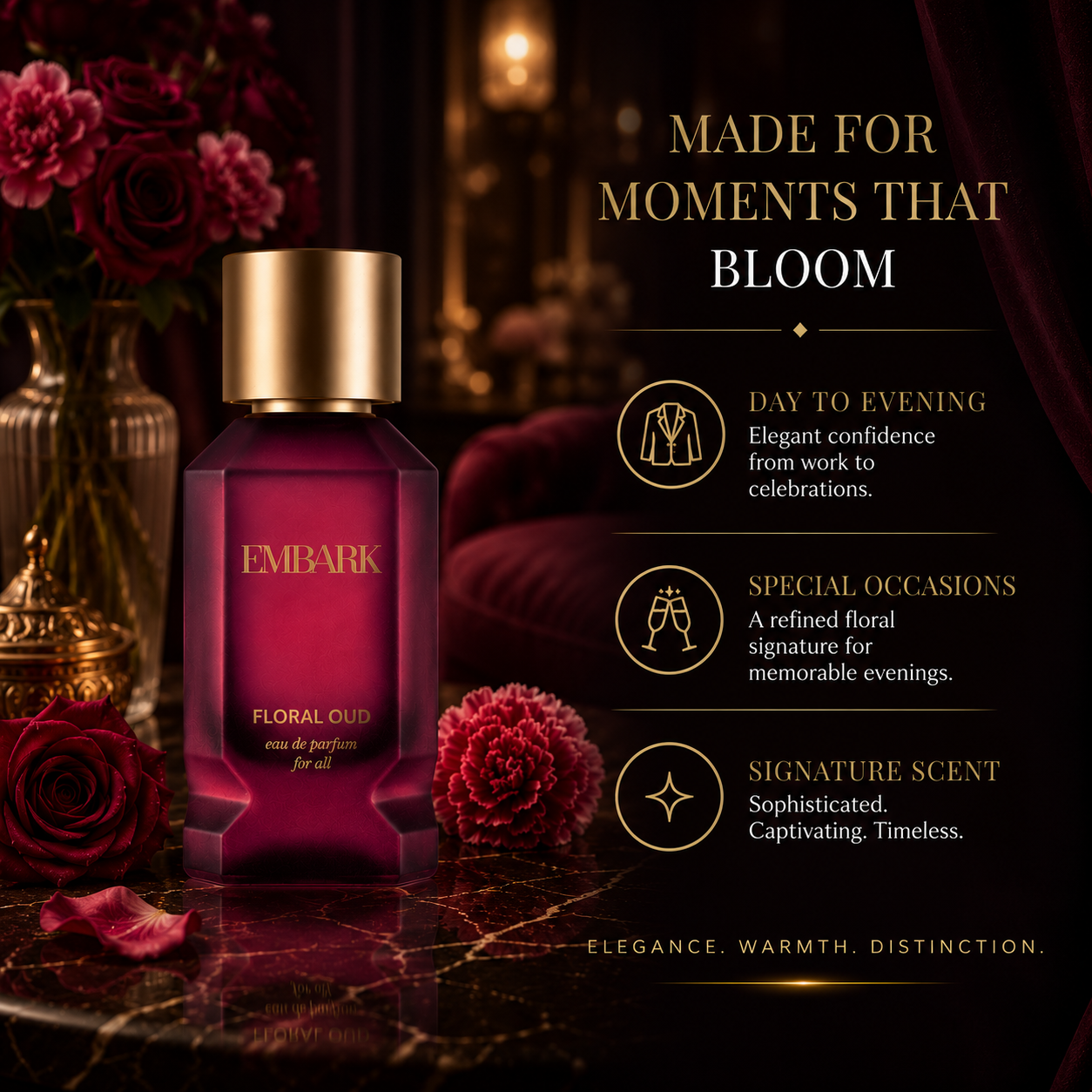 Embark Perfumes Floral Oud For All - Eau De Parfum (EDP) FLORAL - WOODY, 100 ml