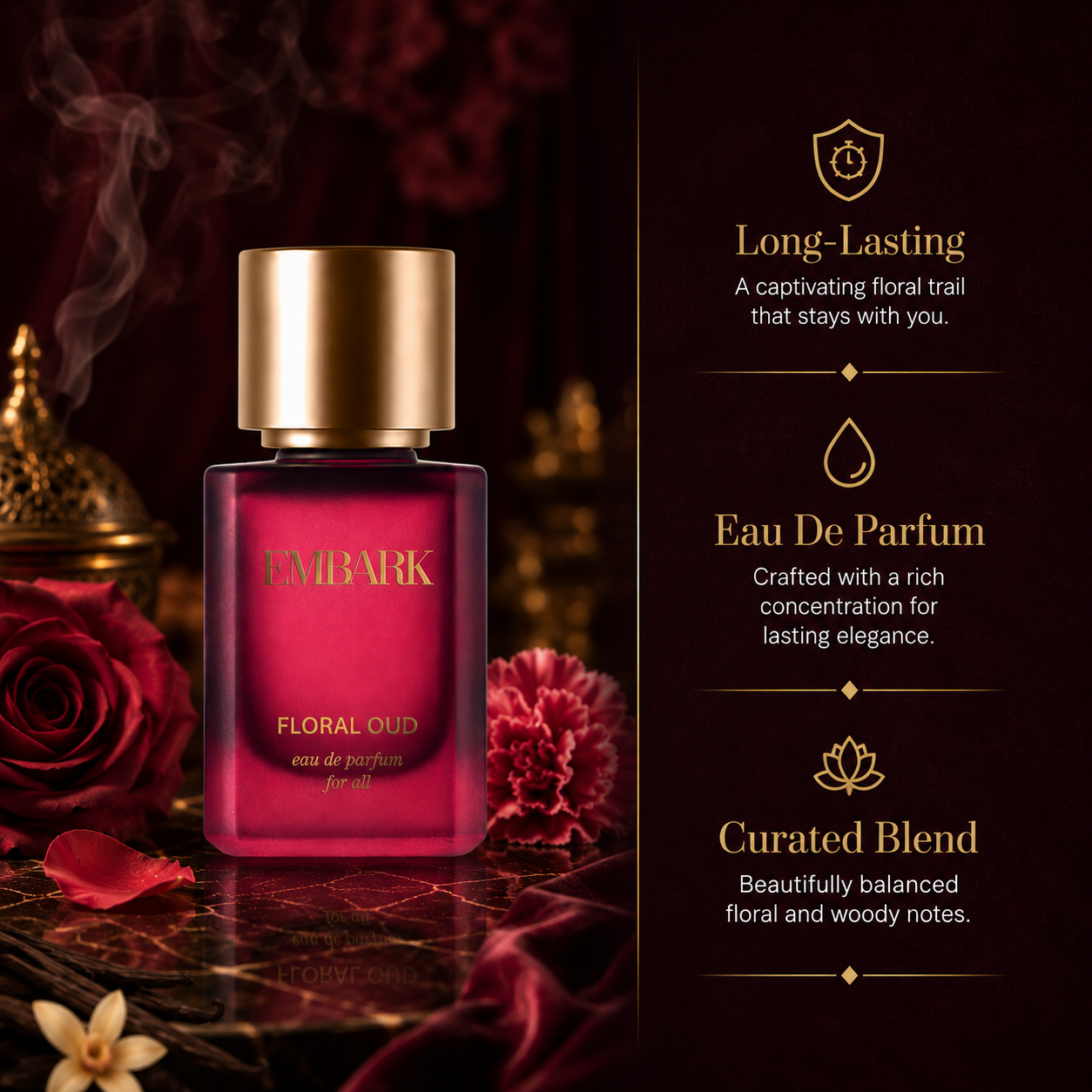 Embark Perfumes Floral Oud For All - Eau De Parfum (EDP) FLORAL - WOODY, 100 ml