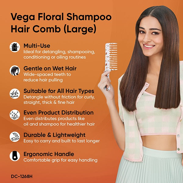Vega Floral Shampoo comb (Large) - DC-1268H