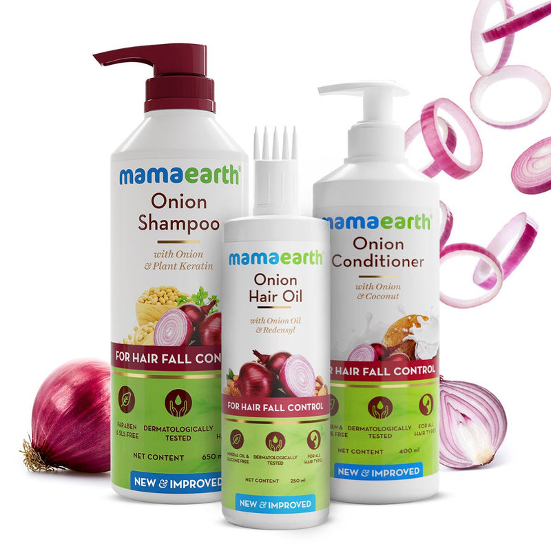 Mamaearth Onion Healthy Hair Kit, 250ml + 650ml + 400ml - Buy from Indicrest