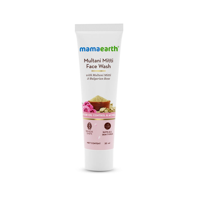 Mamaearth Multani Mitti Face Wash with Multani Mitti & Bulgarian Rose For Oil Control & Acne, 20ml - Buy from Indicrest