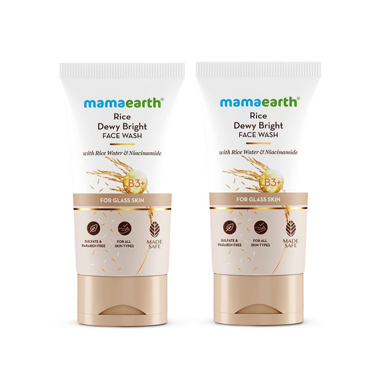 Mamaearth Rice Dewy Bright Face Wash With Rice Water & Niacinamide for Glass Skin, Pack of 2 X 150ml - Buy from Indicrest
