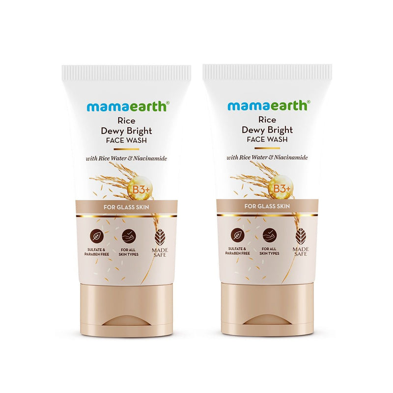 Mamaearth Rice Dewy Bright Face Wash With Rice Water & Niacinamide for Glass Skin, Pack of 2 X 150ml - Buy from Indicrest