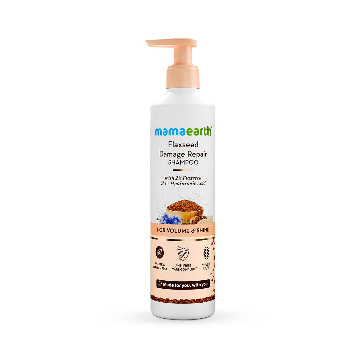 Mamaearth Flaxseed Damage Repair Shampoo with 2% Flaxseed & 1% Hyaluronic Acid for Volume & Shine -250 ml - Image 8 - Buy from Indicrest