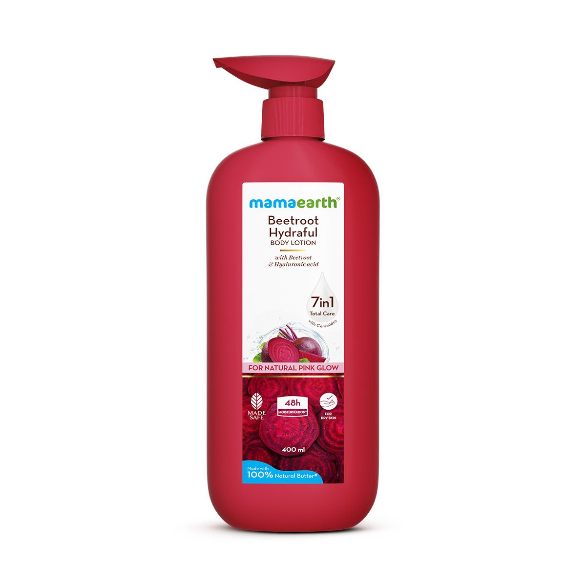 Mamaearth Beetroot Hydraful Body Lotion with Beetroot & Hyaluronic Acid & for Natural Pink Glow, 400ml - Buy from Indicrest