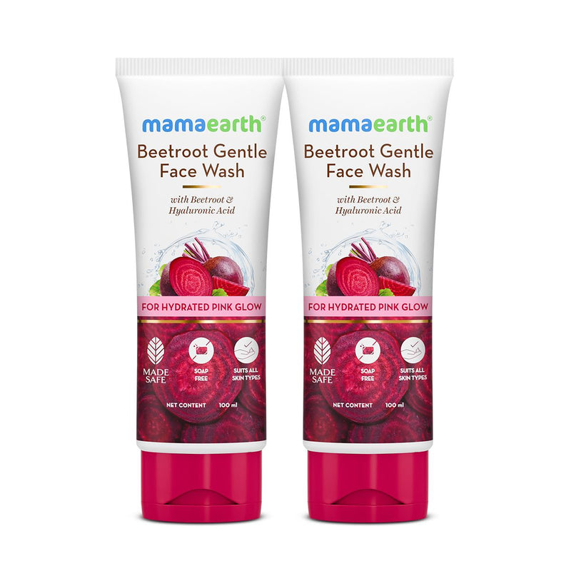 Mamaearth Beetroot Gentle Face Wash With Beetroot & Hyaluronic Acid, Pack of 2 X 100ml - Buy from Indicrest