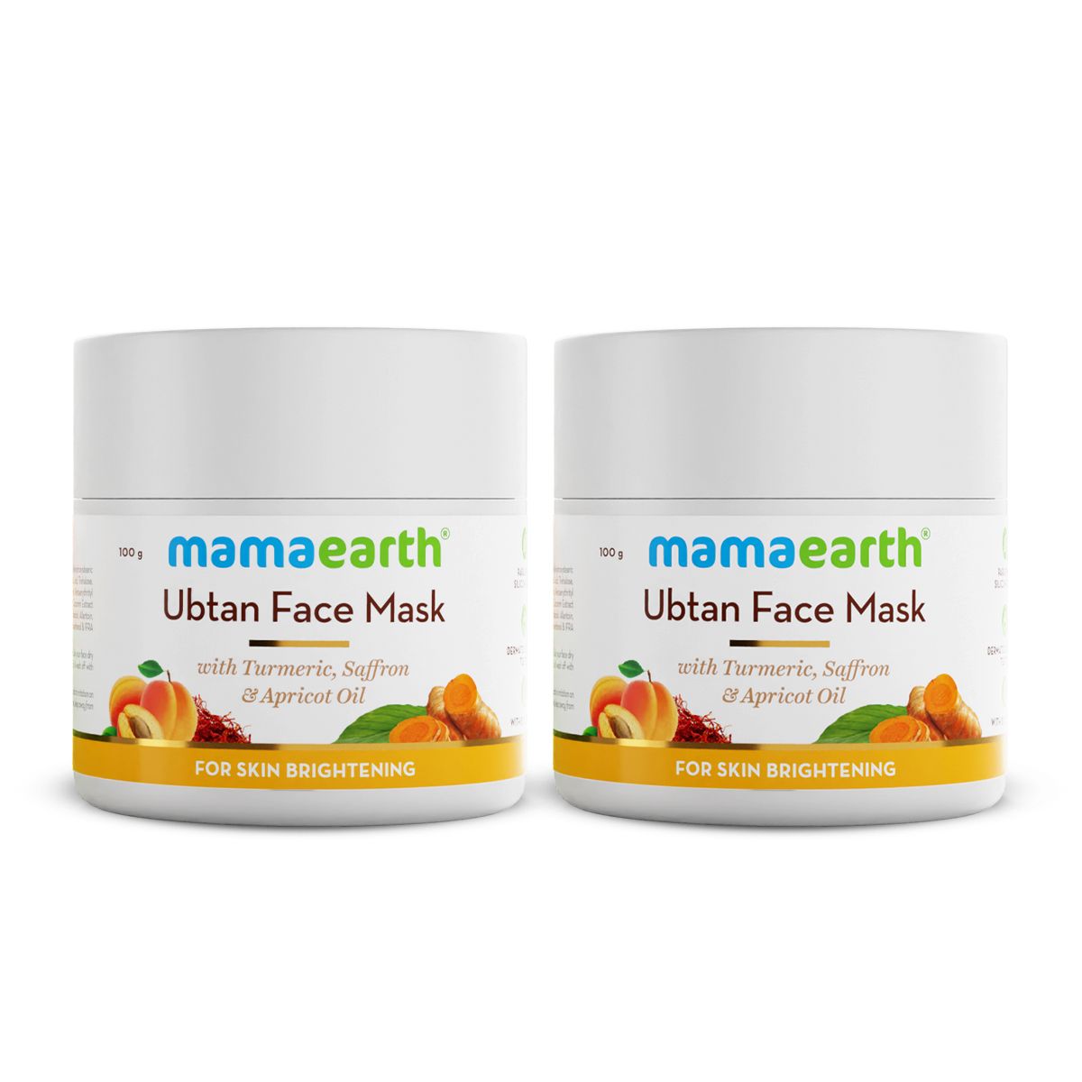 Mamaearth Ubtan Face Mask with Saffron and Turmeric for Skin Brightening and Tan Removal, Pack of 2 X 100g - Buy from Indicrest